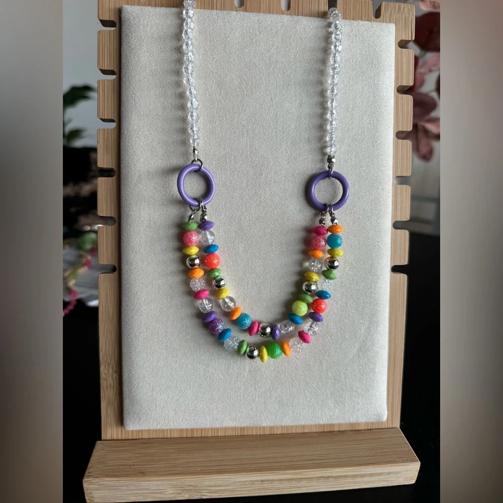 Little Girls Fun Stretchy Necklace, Multi-Color, Bright, Candy Necklaces